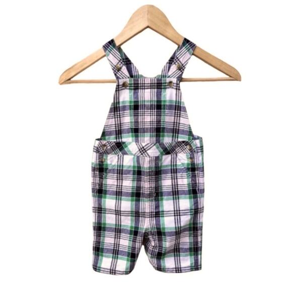 Janie And Jack Boys Plaid Shortalls Boys Size 18-24 Months - Picture 1 of 11
